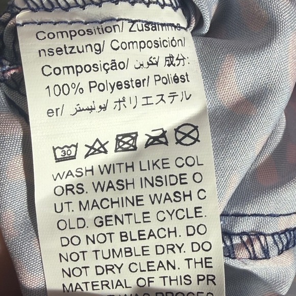 Greathe Women Navy Pink Leopard Print Wrap Dress Short Sleeve Ruffle Hem Size 4 - Picture 7 of 7